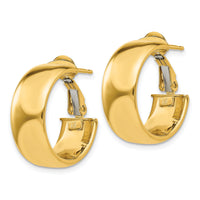 14k 7.75mm Small Omega Back Hoop Earrings-PRE734
