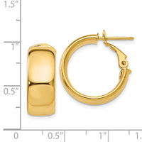 14k 7.75mm Small Omega Back Hoop Earrings-PRE734