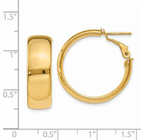14k 7.75mm Omega Back Hoop Earrings-PRE735