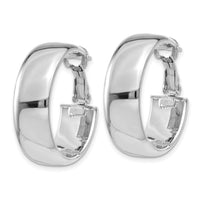 14k White Gold 7.75mm Omega Back Hoop Earrings-PRE735W