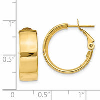 14k Polished 6.75mm Omega Back Hoop Earrings-PRE736