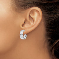 14k 6.75mm White Gold Omega Back Hoop Earrings-PRE736W