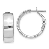 14k 6.75mm White Gold Omega Back Hoop Earrings-PRE736W