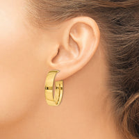14k 6.75mm Large Omega Back Hoop Earrings-PRE738