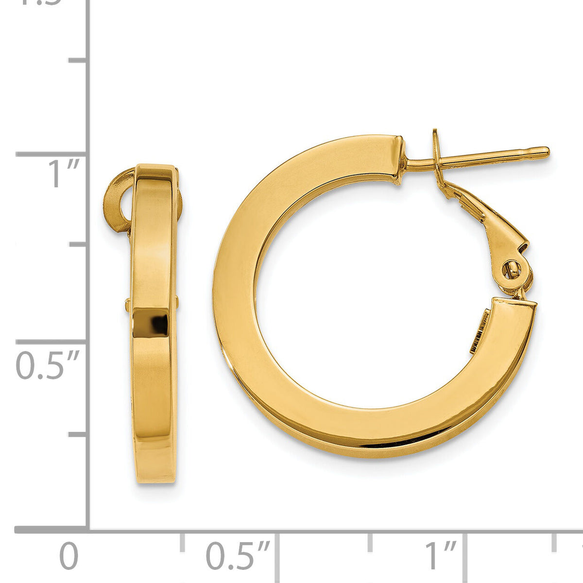 14k 3mm Square Tube Round Hoop Earrings-PRE740