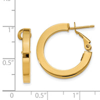 14k 3mm Square Tube Round Hoop Earrings-PRE740