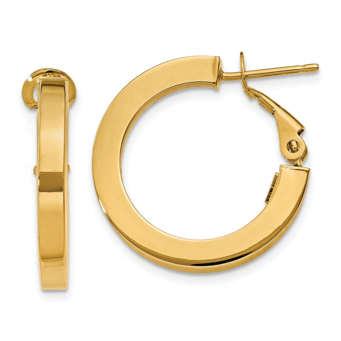 14k 3mm Square Tube Round Hoop Earrings-PRE740