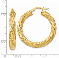 14k 5mm Satin & Polished Twisted Hoop Earrings-PRE778