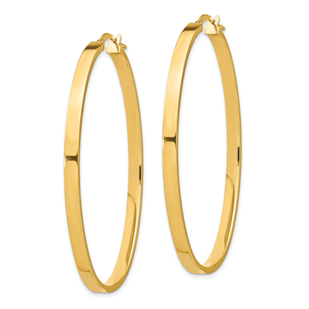 14ky 3mm Polished Large Oval Hoop Earrings-PRE795