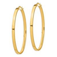 14ky 3mm Polished Large Oval Hoop Earrings-PRE795