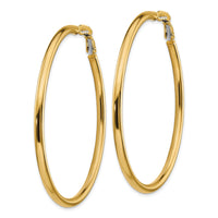 14k 3x57mm Polished Round Omega Back Hoop Earrings-PRE925