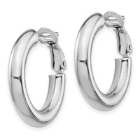 14k White Gold 4x23mm Polished Round Omega Back Hoop Earrings-PRE926W