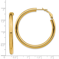 14k 4x45mm Polished Round Omega Back Hoop Earrings-PRE930