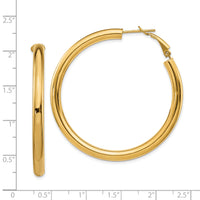 14k 4x50mm Polished Round Omega Back Hoop Earrings-PRE931