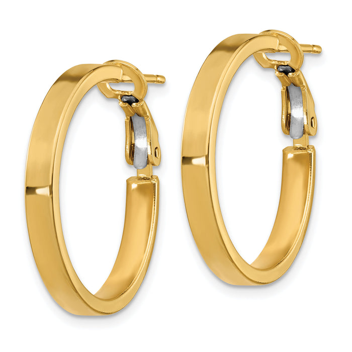14k 3x25mm Polished Square Tube Round Hoop Earrings-PRE932