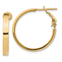 14k 3x25mm Polished Square Tube Round Hoop Earrings-PRE932