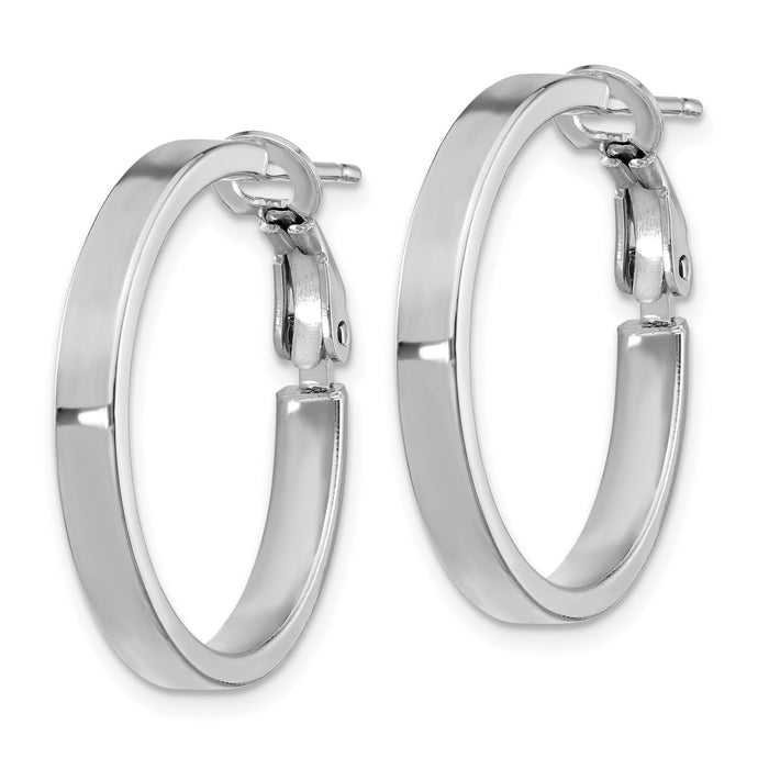 14k White Gold 3x25mm Polished Square Tube Round Hoop Earrings-PRE932W