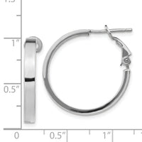 14k White Gold 3x25mm Polished Square Tube Round Hoop Earrings-PRE932W