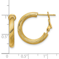 14k 3x21mm Twisted Round Hoop Earrings-PRE942