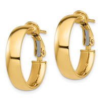 14k High Polished 5mm Omega Back Hoop Earrings-PRE953
