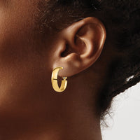 14k High Polished 5mm Omega Back Hoop Earrings-PRE953