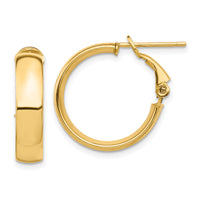 14k High Polished 5mm Omega Back Hoop Earrings-PRE953