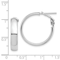 14k White Gold High Polished 5mm Omega Back Hoop Earrings-PRE954W