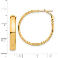 14k High Polished 5mm Omega Back Hoop Earrings-PRE955