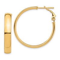 14k High Polished 5mm Omega Back Hoop Earrings-PRE955