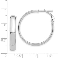 14k White Gold High Polished 5mm Omega Back Hoop Earrings-PRE955W