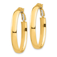 14k High Polished 5mm Oval Omega Back Hoop Earrings-PRE958