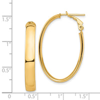 14k High Polished 5mm Oval Omega Back Hoop Earrings-PRE958