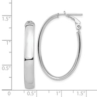 14k White Gold High Polished 5mm Oval Omega Back Hoop Earrings-PRE958W