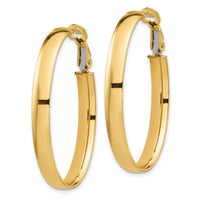 14k High Polished 5mm Omega Back Oval Hoop Earrings-PRE959