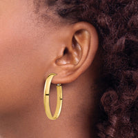 14k High Polished 5mm Omega Back Oval Hoop Earrings-PRE959