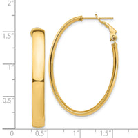 14k High Polished 5mm Omega Back Oval Hoop Earrings-PRE959
