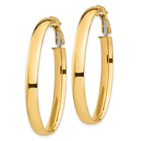 14k High Polished 5mm Oval Omega Back Hoop Earrings-PRE960