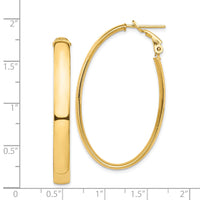 14k High Polished 5mm Oval Omega Back Hoop Earrings-PRE960