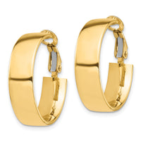 14k High Polished 7mm Omega Back Hoop Earrings-PRE961