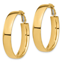 14k High Polished 7mm Omega Back Hoop Earrings-PRE963