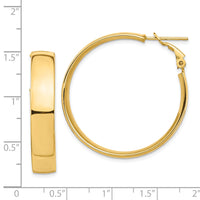 14k High Polished 7mm Omega Back Hoop Earrings-PRE963