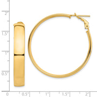14k High Polished 7mm Omega Back Hoop Earrings-PRE964