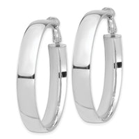14k White Gold High Polished 7mm Omega Back Hoop Earrings-PRE964W