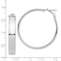 14k White Gold High Polished 7mm Omega Back Hoop Earrings-PRE964W