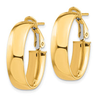 14k High Polished 7mm Omega Back Oval Hoop Earrings-PRE965
