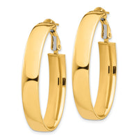 14k High Polished 7mm Omega Back Oval Hoop Earrings-PRE967