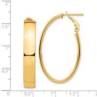 14k High Polished 7mm Omega Back Oval Hoop Earrings-PRE967