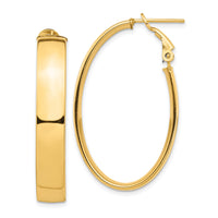 14k High Polished 7mm Omega Back Oval Hoop Earrings-PRE967
