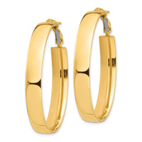14k High Polished 7mm Omega Back Oval Hoop Earrings-PRE968