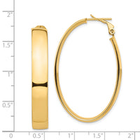 14k High Polished 7mm Omega Back Oval Hoop Earrings-PRE968